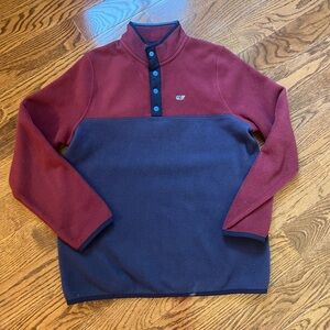 Boys Vineyard Vines Maroon and Navy Fleece Pullover size Large